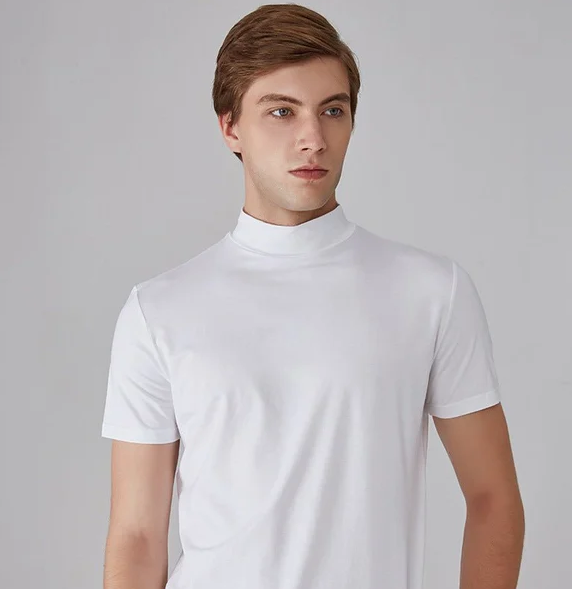 Men's turtleneck t-shirt contemporary casual wear - short sleeve soft fabric for everyday use
