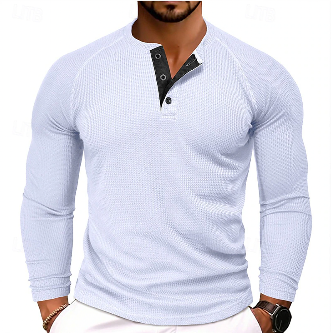 Long sleeve henley shirt - versatile men's casual top