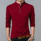 Men's long sleeve polo shirt premium fabric casual wear - classic design for smart-casual occasions