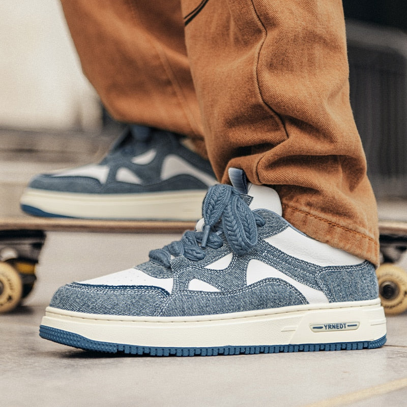 Men's sneakers low denim style grey casual footwear - everyday athletic shoes for versatile outfits