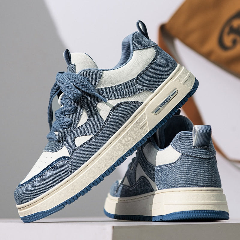 Men's sneakers low denim style grey casual footwear - everyday athletic shoes for versatile outfits