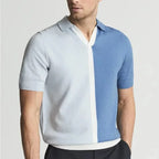 Men’s dual-tone knit polo - sophisticated short-sleeve top