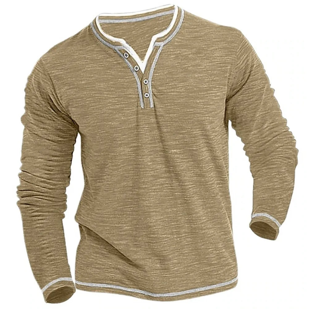 Stylish long-sleeve top - men’s casual henley shirt