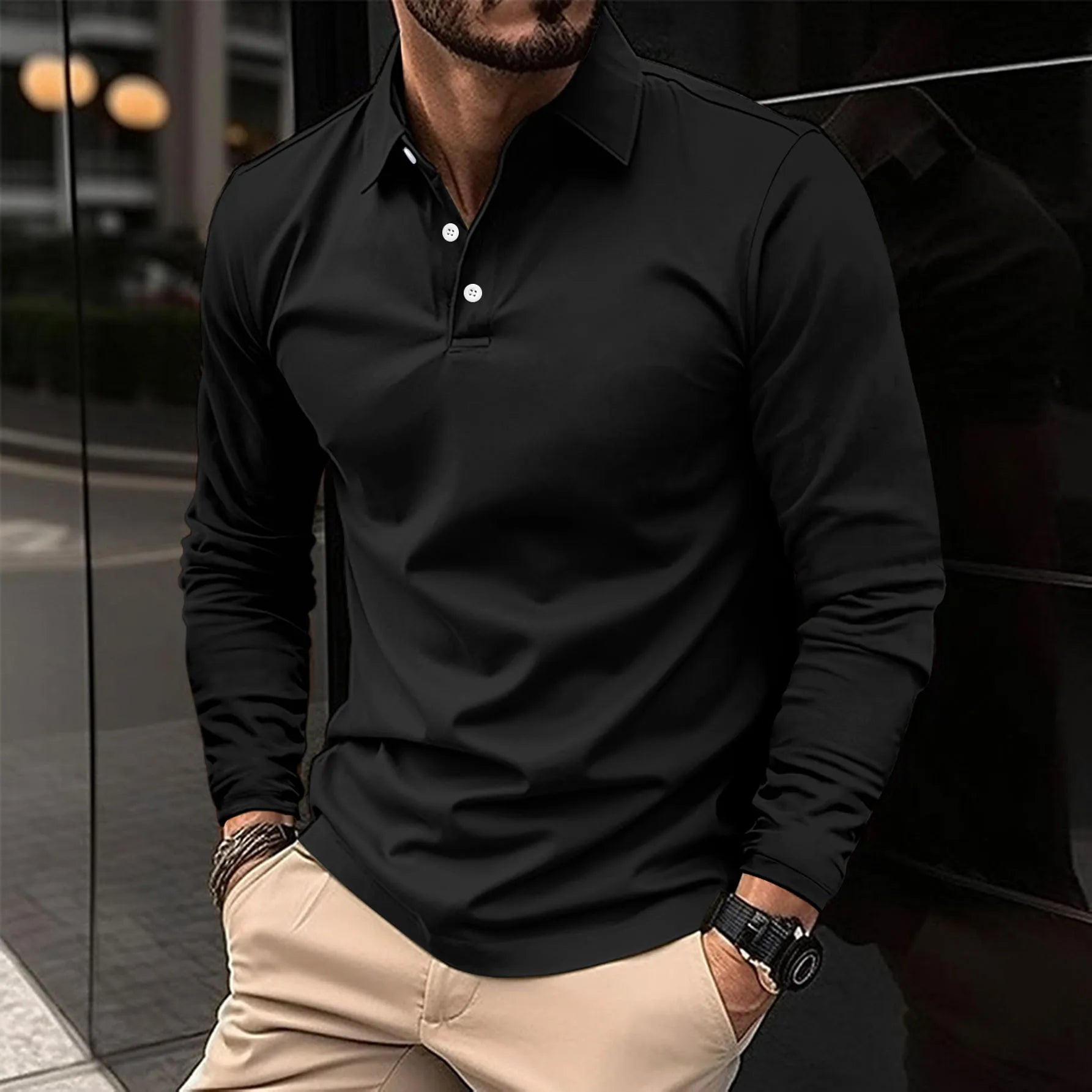 Long sleeve polo shirt - classic men's casual wear