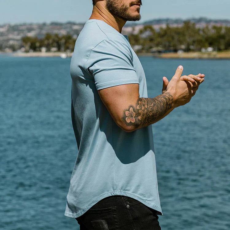 Sky blue men's slim fit t-shirt - versatile everyday attire