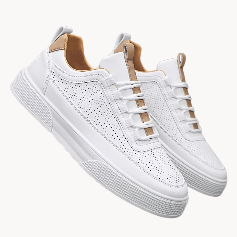 Men's casual sneakers low stylish perforated design - trendy lace-up shoes for everyday outings