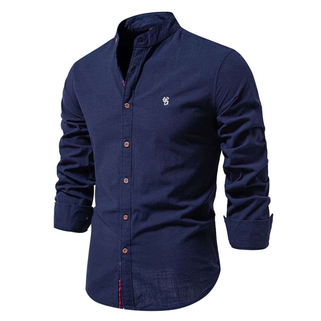 Men's classic button-up long sleeve shirt - versatile essential attire