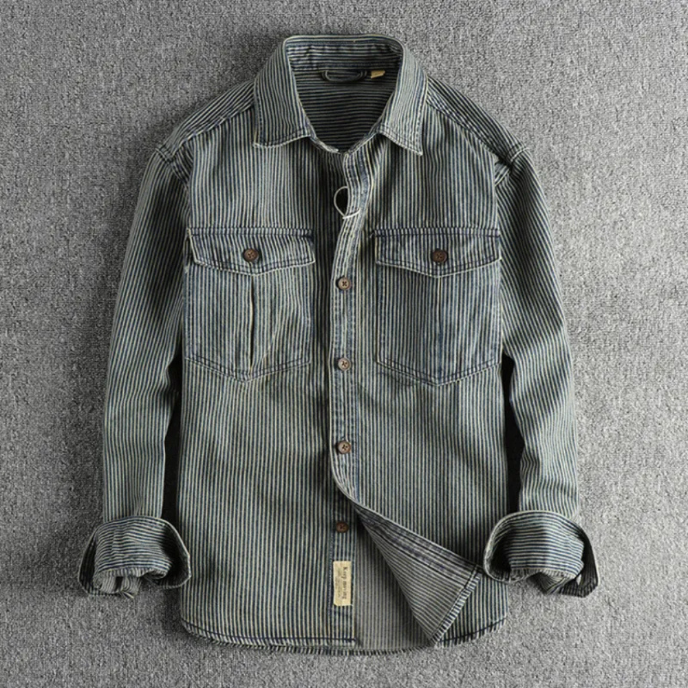 Men’s striped casual shirt - vintage long sleeve top