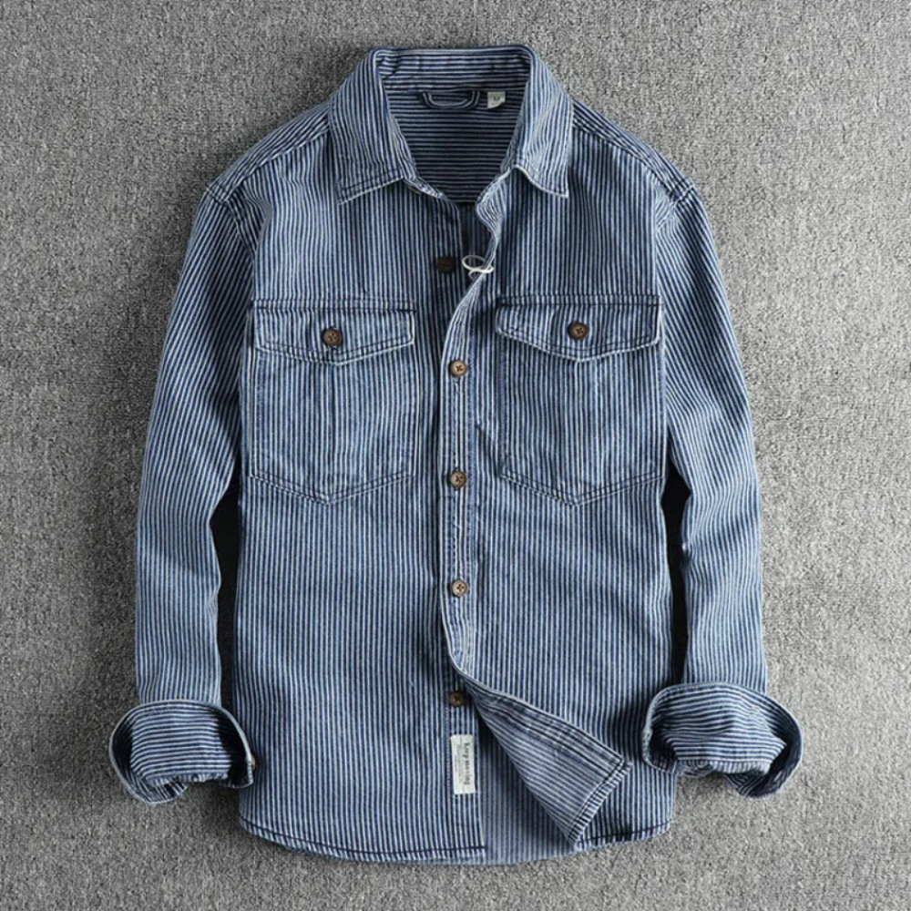 Men’s striped casual shirt - vintage long sleeve top
