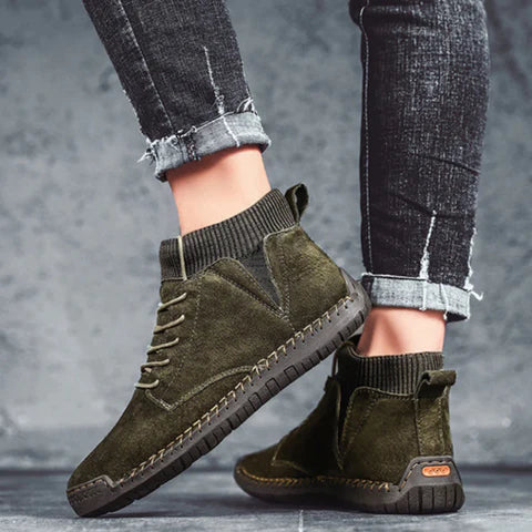 Men's casual boots sleek suede ankle footwear - modern high-top design for everyday wear
