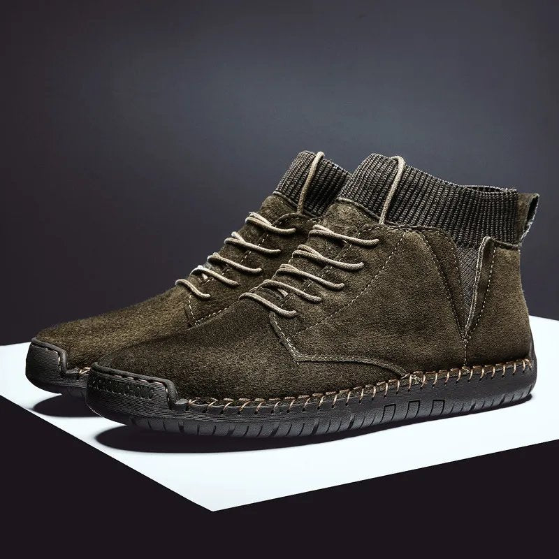 Men's casual boots sleek suede ankle footwear - modern high-top design for everyday wear