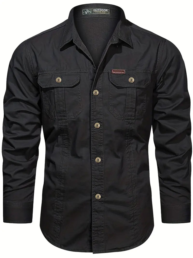 Men's casual shirt sturdy outdoor attire - lightweight long sleeve button-up for everyday wear