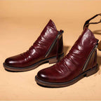 Men's leather ankle boots - stylish zip detail for casual wear and everyday comfort