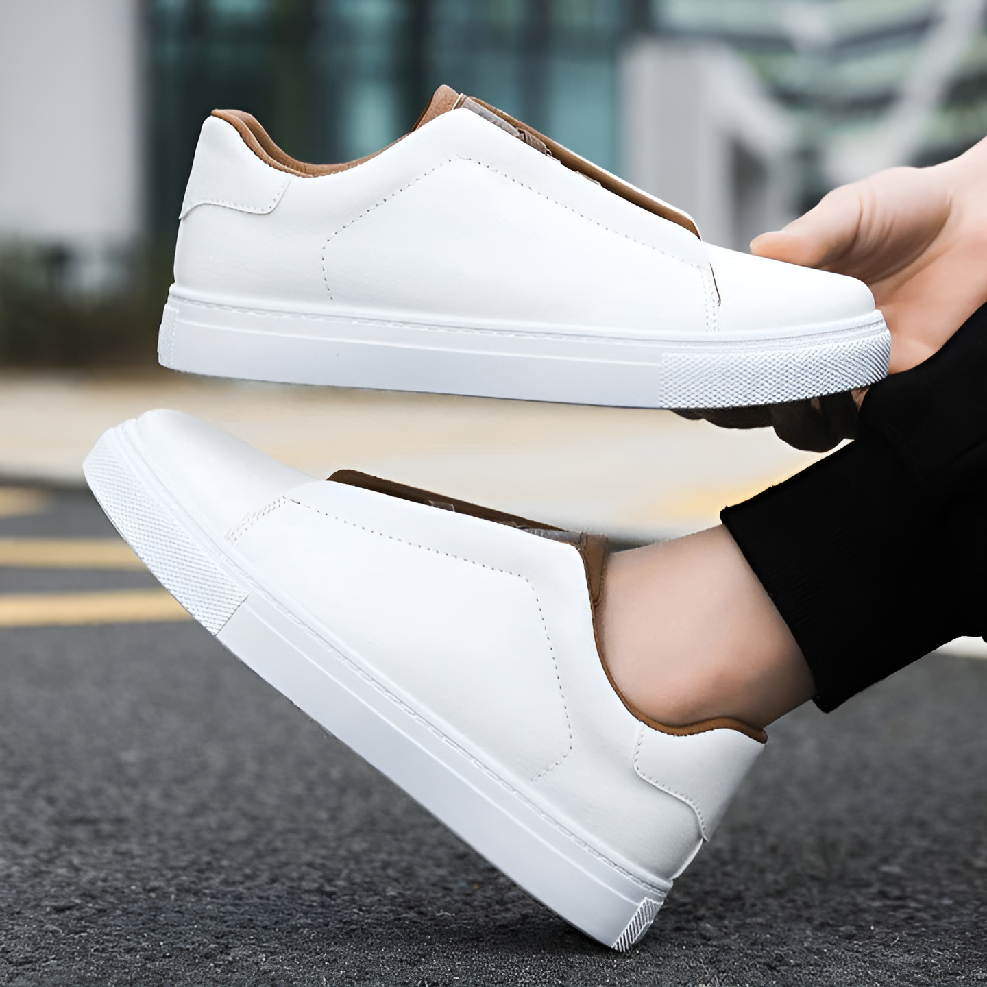 Men's low sneakers modern design casual everyday wear - easy slip-on style, durable material