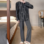 Men's loungewear set - stylish long sleeve top and trousers for cozy evenings