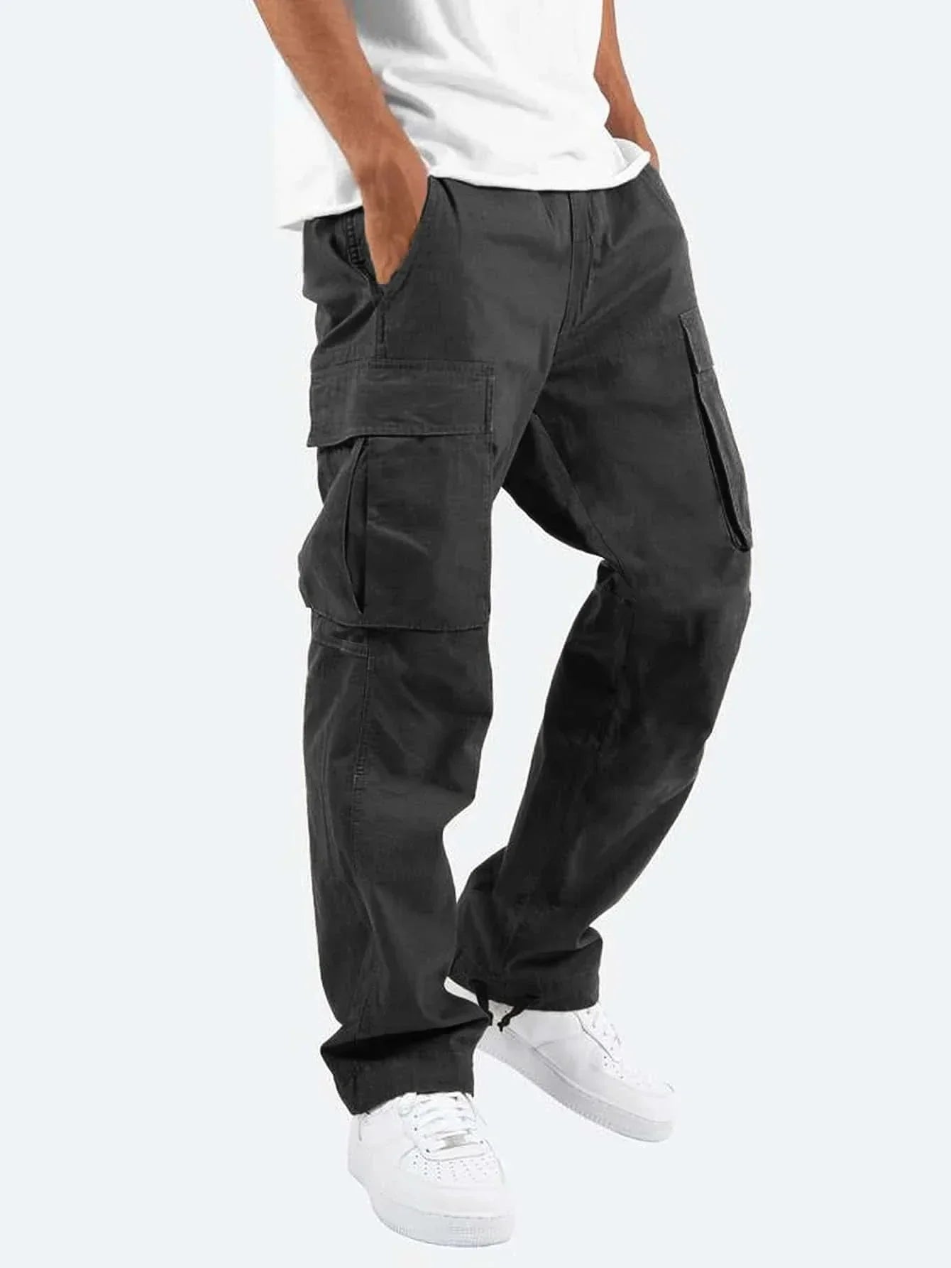 Men's cargo trousers functional utility pants - spacious pockets, durable fabric for casual wear