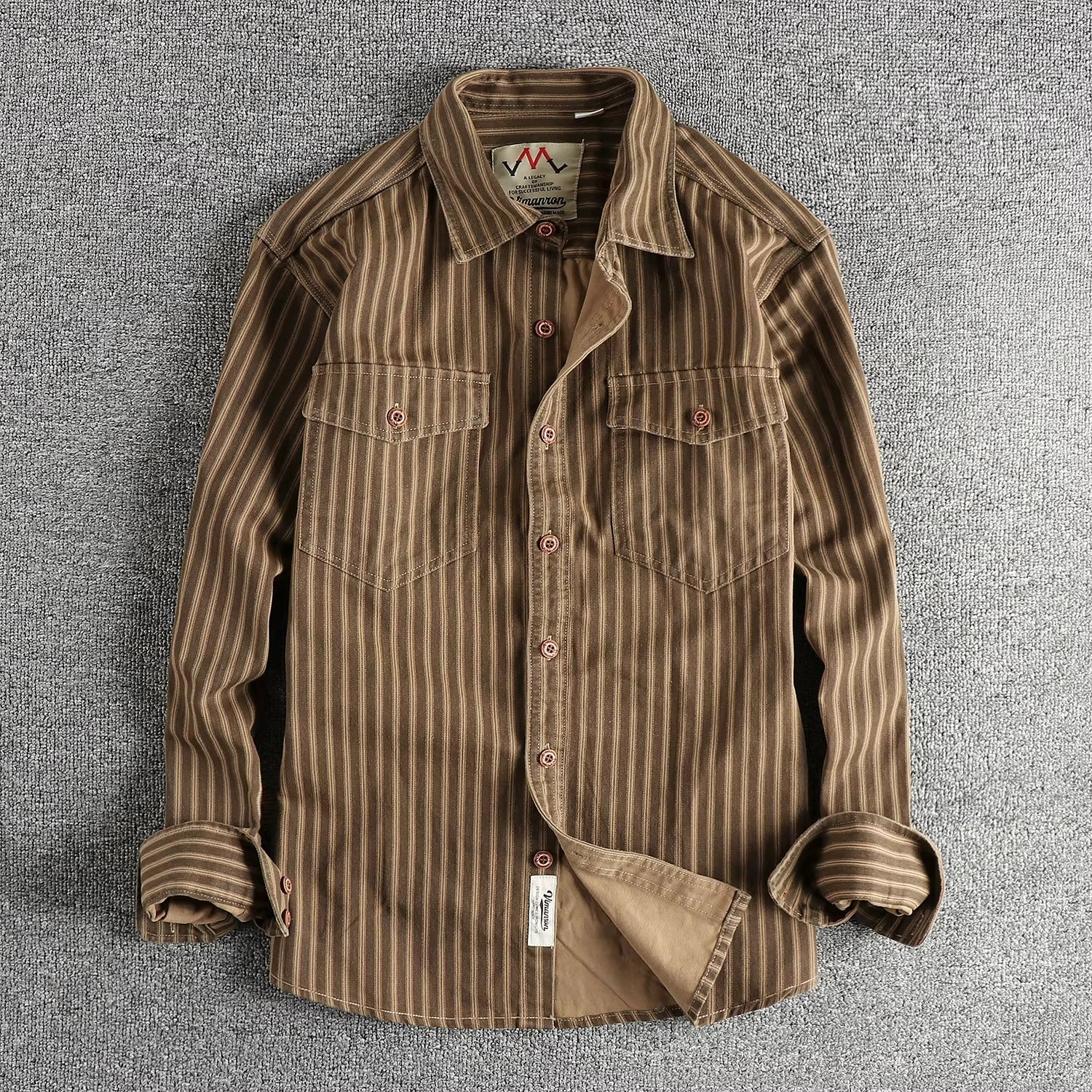 Men's casual shirt durable long sleeve striped design - versatile office and weekend wear