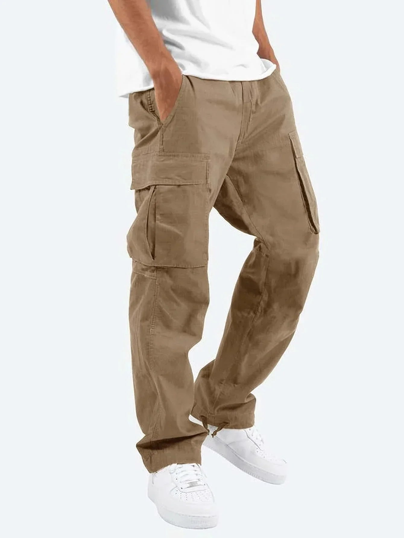 Men's cargo trousers functional utility pants - spacious pockets, durable fabric for casual wear