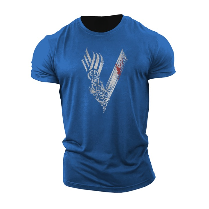 Men's graphic t-shirt unique viking print casual wear - soft fabric, eye-catching design