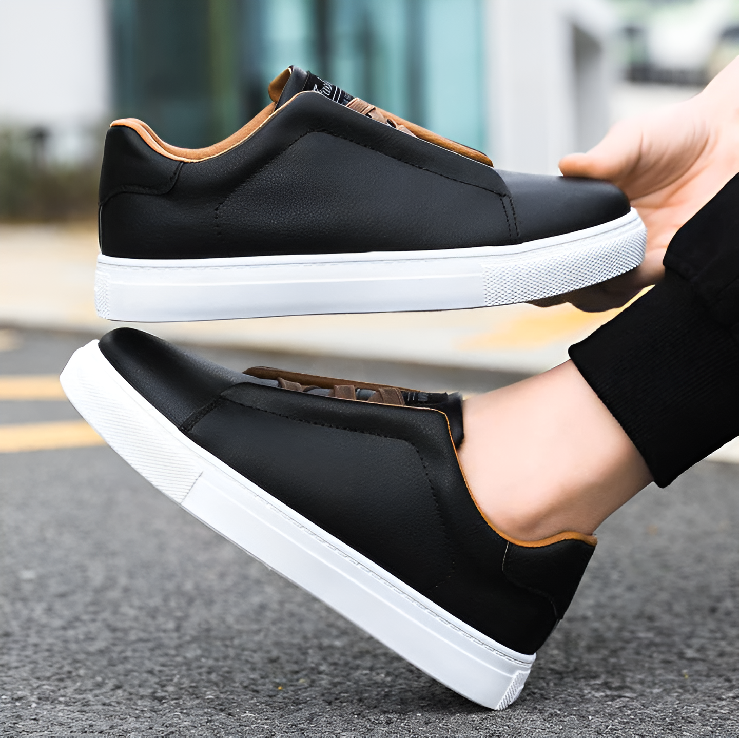 Men's low sneakers modern design casual everyday wear - easy slip-on style, durable material