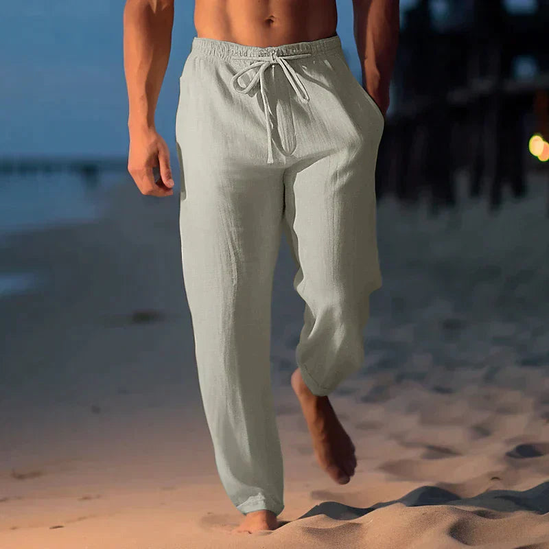 Men's relaxed linen trousers - lightweight breathable trousers for casual and formal occasions
