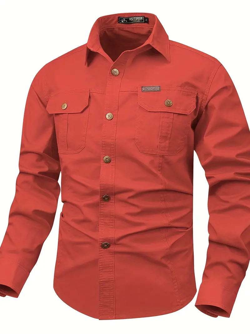 Men's casual shirt sturdy outdoor attire - lightweight long sleeve button-up for everyday wear