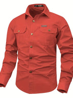 Men's casual shirt sturdy outdoor attire - lightweight long sleeve button-up for everyday wear