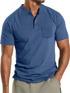 Men's henley t-shirt - classic cotton top for casual wear