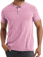 Men's denim henley t-shirt relaxed casual top - versatile stylish fit for everyday wear