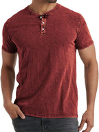 Men's denim henley t-shirt relaxed casual top - versatile stylish fit for everyday wear