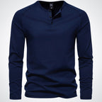 Men's henley shirt - versatile long sleeve casual top in premium cotton blend for everyday wear