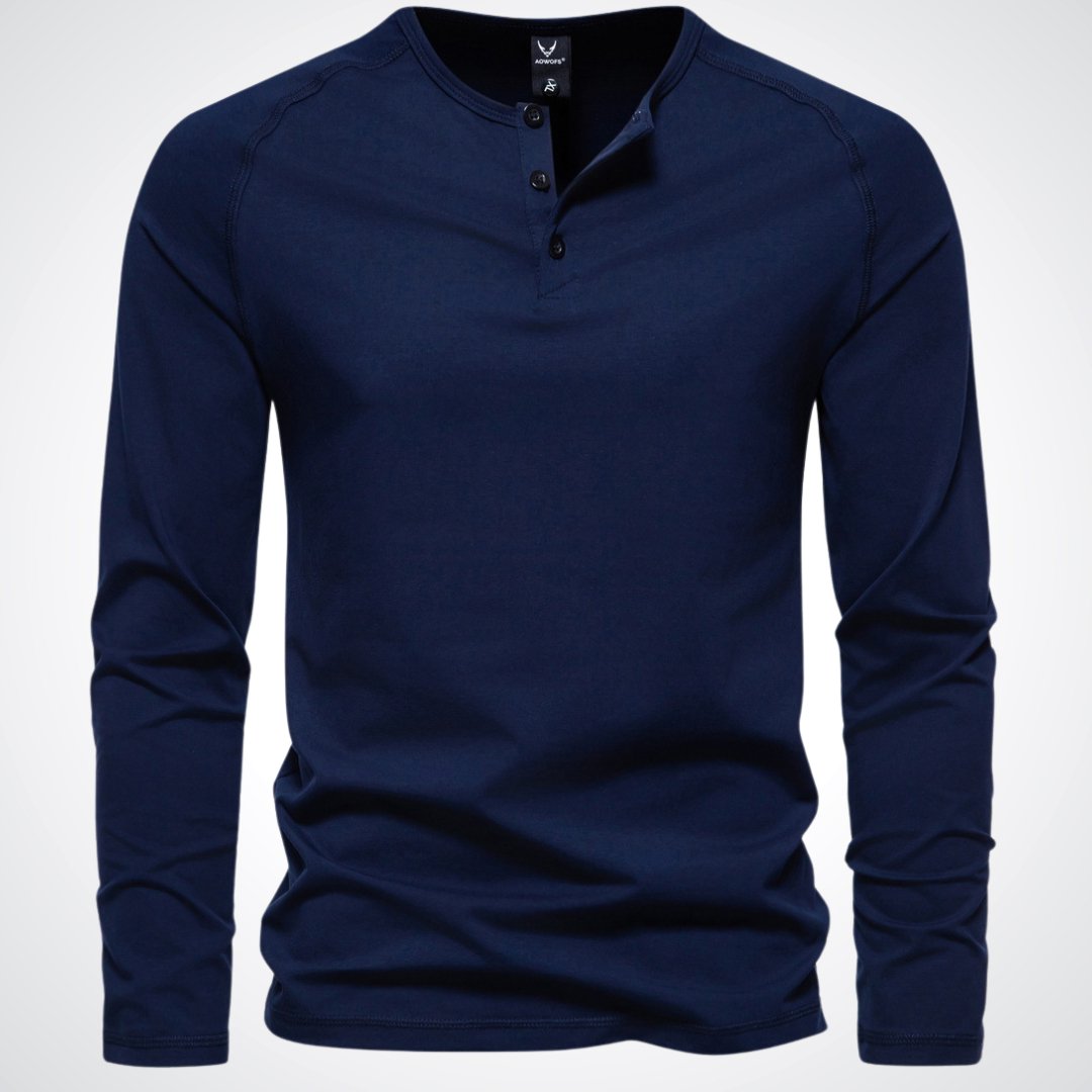 Men's henley shirt - versatile long sleeve casual top in premium cotton blend for everyday wear