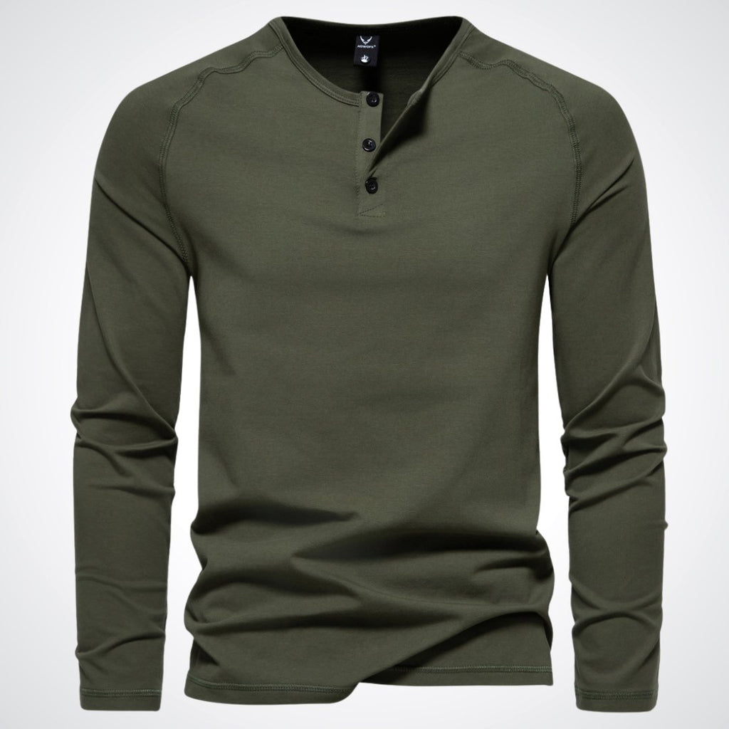 Men's henley shirt - versatile long sleeve casual top in premium cotton blend for everyday wear