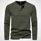Men's henley shirt - versatile long sleeve casual top in premium cotton blend for everyday wear