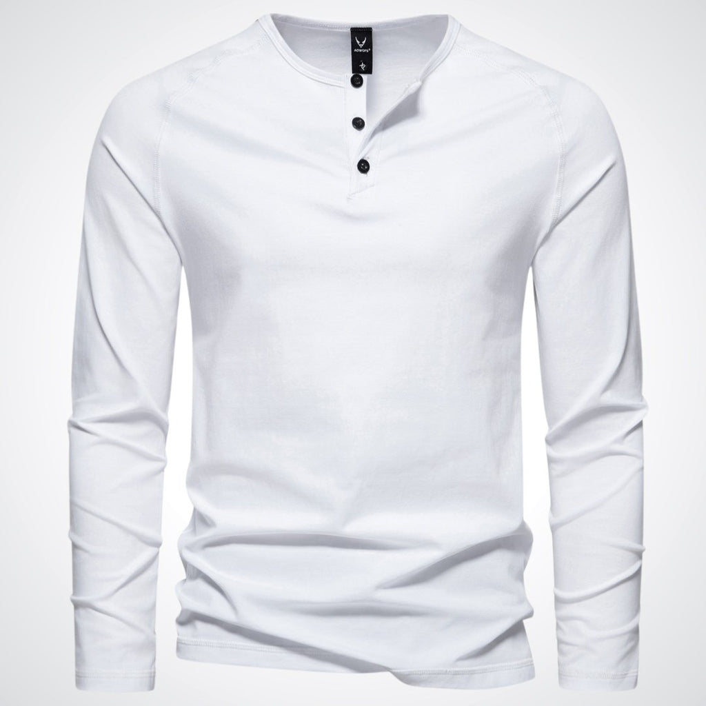 Men's henley shirt - versatile long sleeve casual top in premium cotton blend for everyday wear