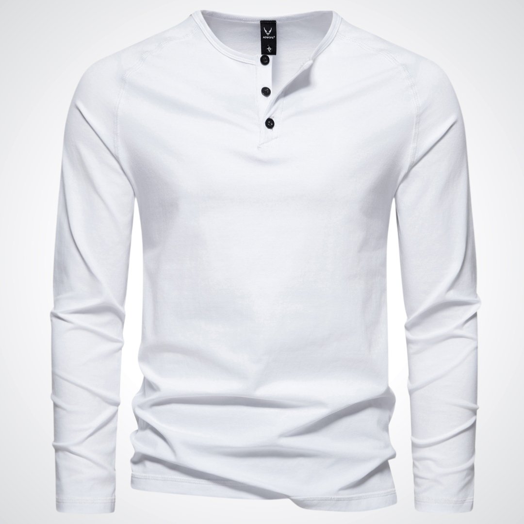 Men's henley shirt - versatile long sleeve casual top in premium cotton blend for everyday wear