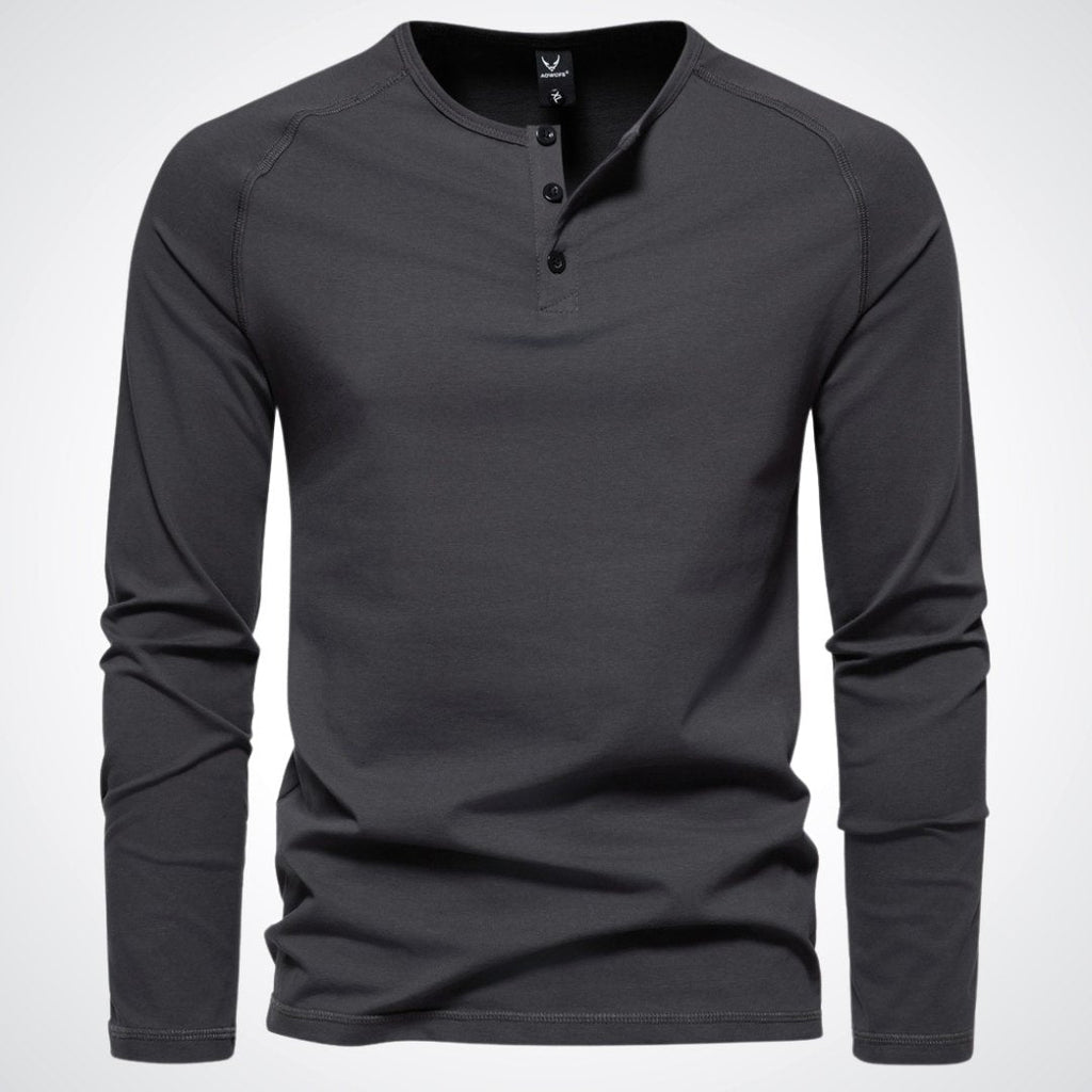 Men's henley shirt - versatile long sleeve casual top in premium cotton blend for everyday wear