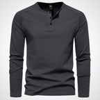 Men's henley shirt - versatile long sleeve casual top in premium cotton blend for everyday wear