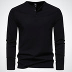 Men's henley shirt - versatile long sleeve casual top in premium cotton blend for everyday wear