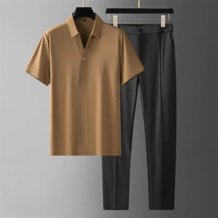 Classic short sleeve polo shirt set - versatile men’s shirts