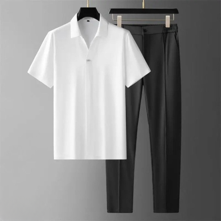 Classic short sleeve polo shirt set - versatile men’s shirts