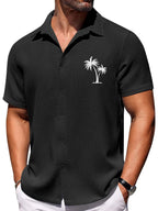 Men's hawaiian shirt lightweight palm print - casual summer attire for relaxed days