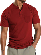 Men's henley t-shirt - classic cotton top for casual wear