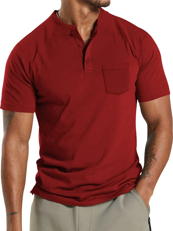 Men's henley t-shirt - classic cotton top for casual wear