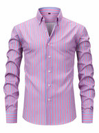 Men's long sleeve striped shirt - classic tailored fit for office and casual wear