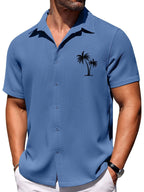 Men's hawaiian shirt lightweight palm print - casual summer attire for relaxed days