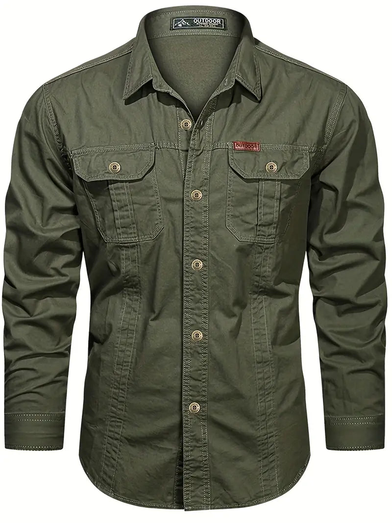 Men's casual shirt sturdy outdoor attire - lightweight long sleeve button-up for everyday wear