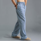 Men's lightweight cotton and linen casual trousers - relaxed fit breathable summer bottoms