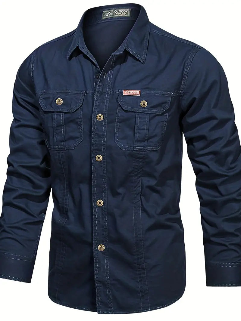 Men's casual shirt sturdy outdoor attire - lightweight long sleeve button-up for everyday wear