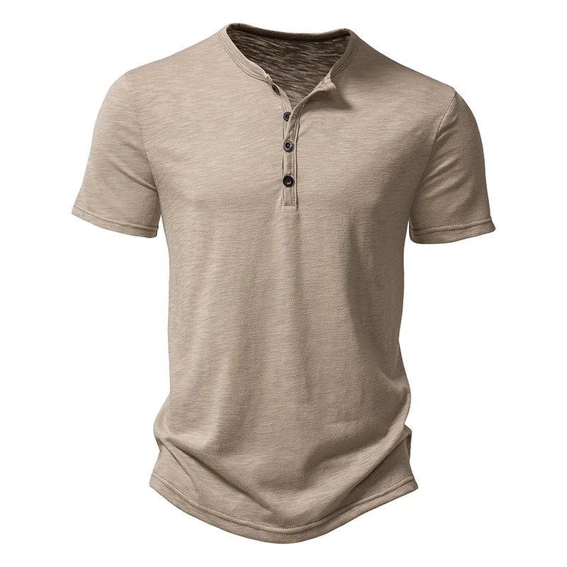 Men's henley t-shirt - lightweight cotton blend top for everyday wear